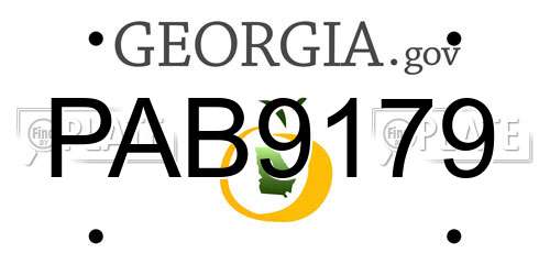 PAB9179 Georgia License Plate