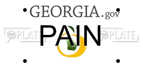 PAIN Georgia License Plate