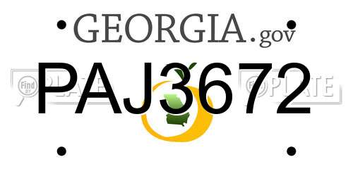 PAJ3672 Georgia License Plate