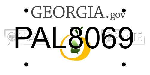 PAL8069 Georgia License Plate