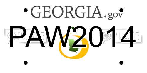 PAW2014 Georgia License Plate