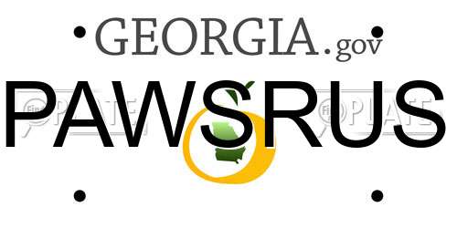 PAWSRUS Georgia License Plate