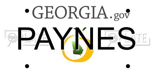 PAYNES Georgia License Plate