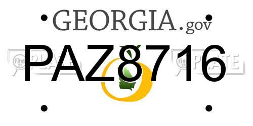 PAZ8716 Georgia License Plate