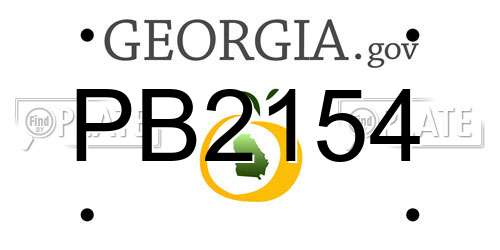 PB2154 Georgia License Plate