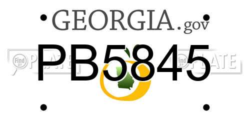 PB5845 Georgia License Plate