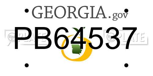 PB64537 Georgia License Plate