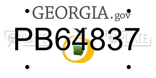 PB64837 Georgia License Plate