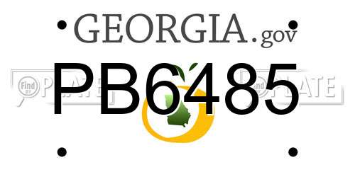 PB6485 Georgia License Plate