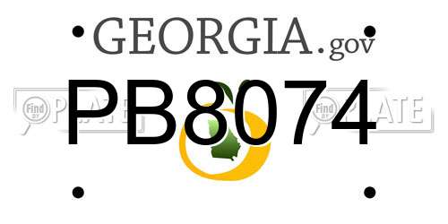 PB8074 Georgia License Plate