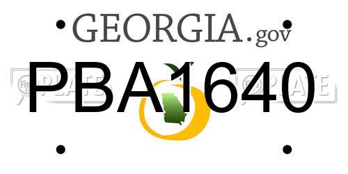 PBA1640 Georgia License Plate