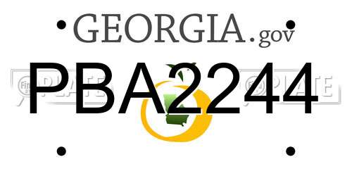 PBA2244 Georgia License Plate