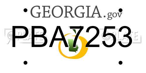 PBA7253 Georgia License Plate