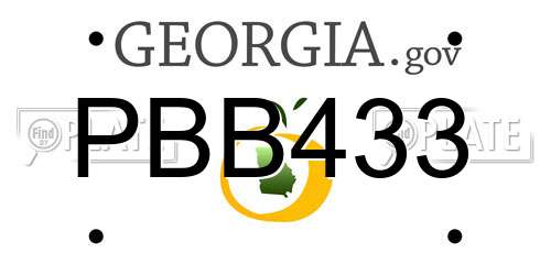 PBB433 Georgia License Plate