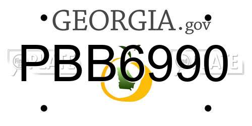 PBB6990 Georgia License Plate