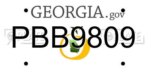 PBB9809 Georgia License Plate