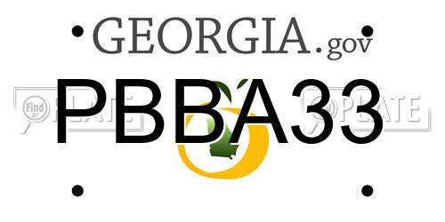PBBA33 Georgia License Plate