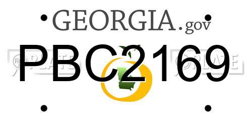 PBC2169 Georgia License Plate