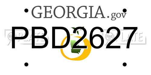 PBD2627 Georgia License Plate