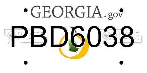PBD6038 Georgia License Plate