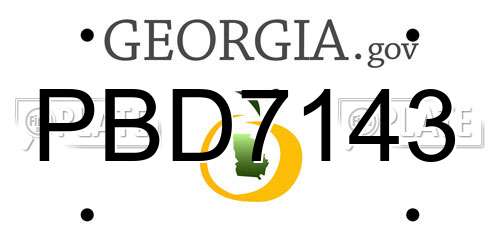 PBD7143 Georgia License Plate