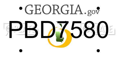 PBD7580 Georgia License Plate
