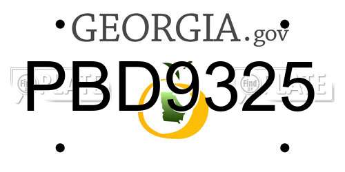 PBD9325 Georgia License Plate