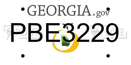 PBE3229 Georgia License Plate