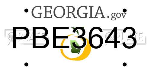 PBE3643 Georgia License Plate