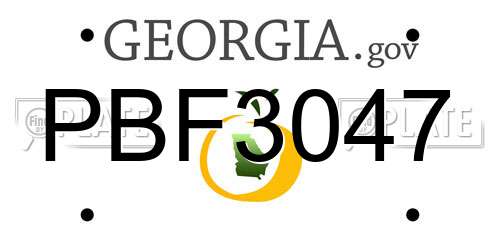 PBF3047 Georgia License Plate
