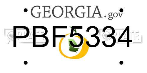 PBF5334 Georgia License Plate