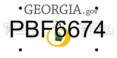 PBF6674 Georgia License Plate