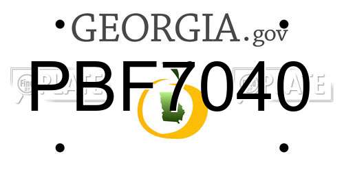 PBF7040 Georgia License Plate