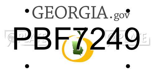 PBF7249 Georgia License Plate