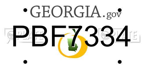 PBF7334 Georgia License Plate