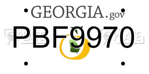 PBF9970 Georgia License Plate