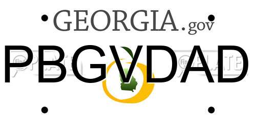PBGVDAD Georgia License Plate