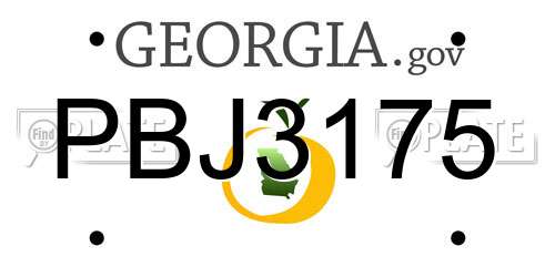 PBJ3175 Georgia License Plate