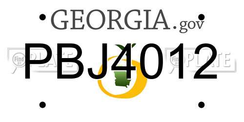 PBJ4012 Georgia License Plate