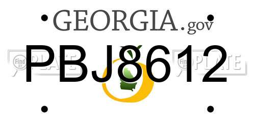 PBJ8612 Georgia License Plate