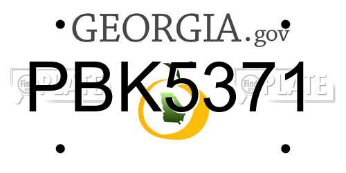 PBK5371 Georgia License Plate