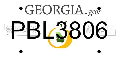 PBL3806 Georgia License Plate