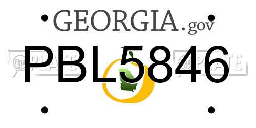 PBL5846 Georgia License Plate