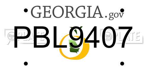 PBL9407 Georgia License Plate