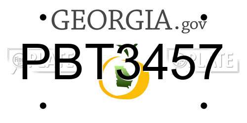 PBT3457 Georgia License Plate