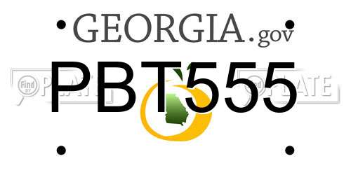 PBT555 Georgia License Plate