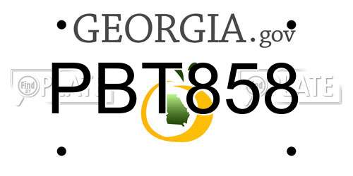 PBT858 Georgia License Plate