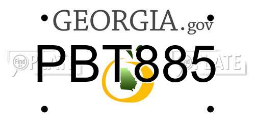 PBT885 Georgia License Plate