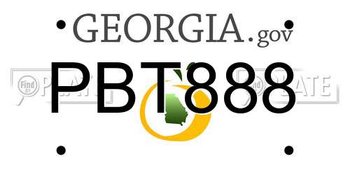 PBT888 Georgia License Plate