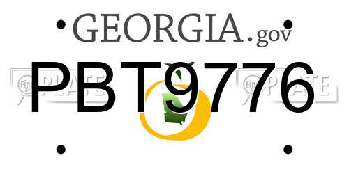 PBT9776 Georgia License Plate